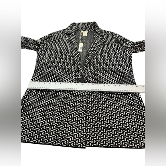 Max Studio Black Ivory Textured Knit Blazer Cardigan Size Medium - Picture 8 of 15